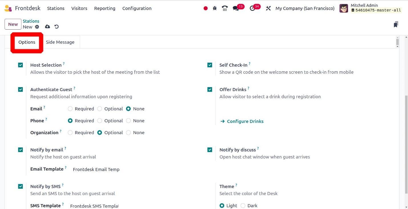 Odoo Frontdesk Module Options