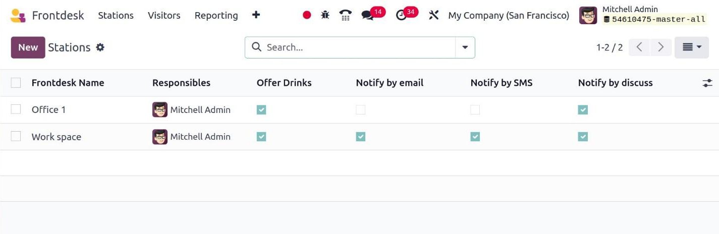 Odoo Frontdesk module stations