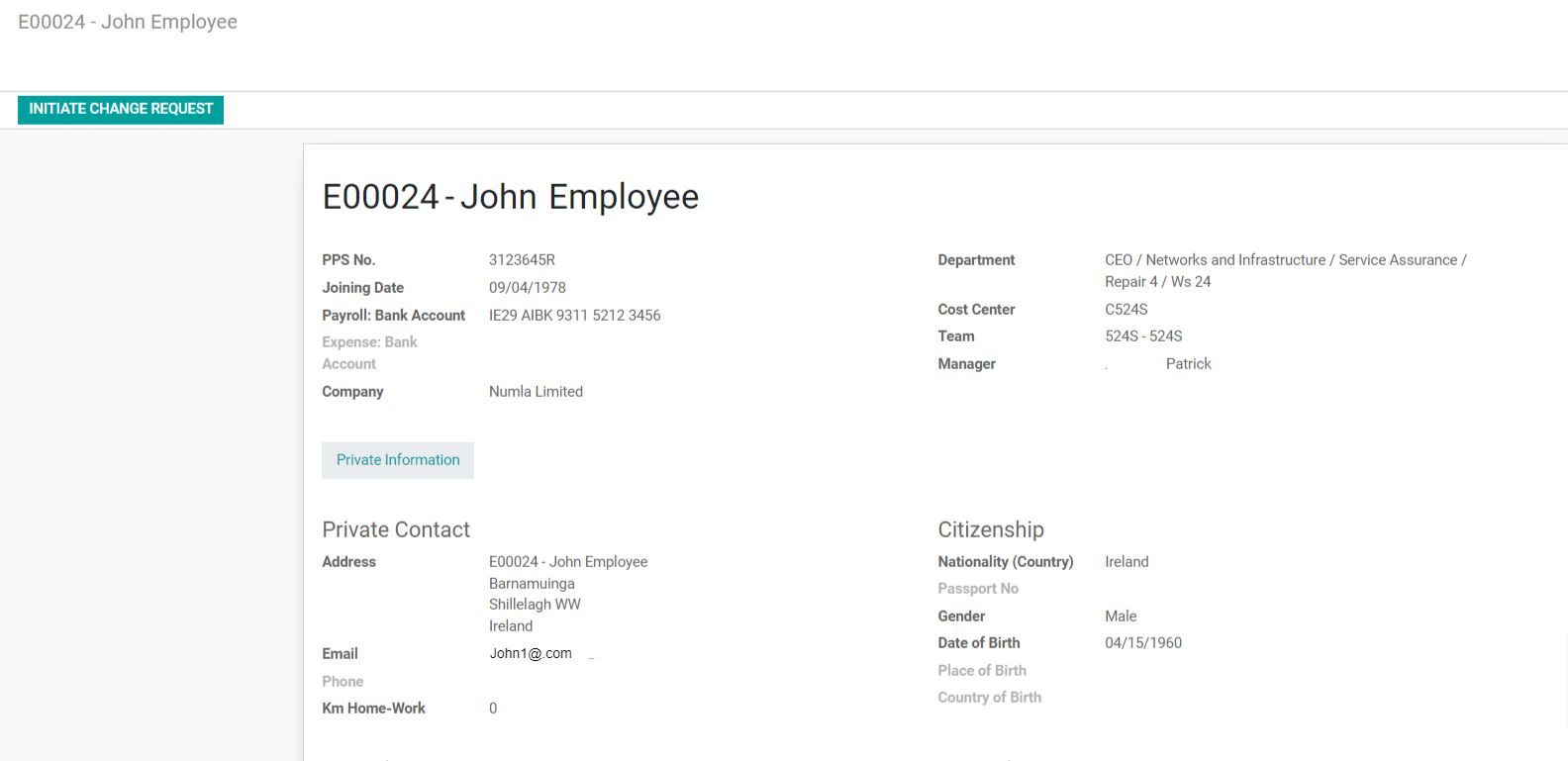 Employee details