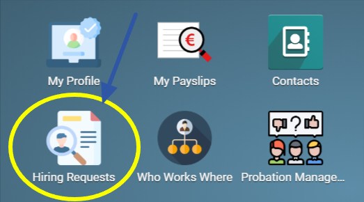 Accessing the Hiring Requests app in Numla HR