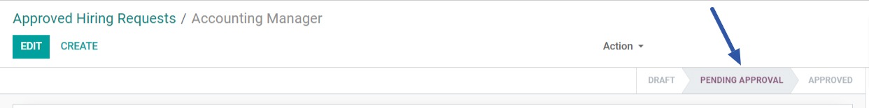 Hiring request in pending approval stage