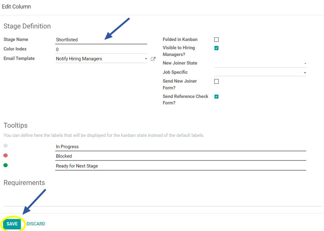 Edit Job Application Stage