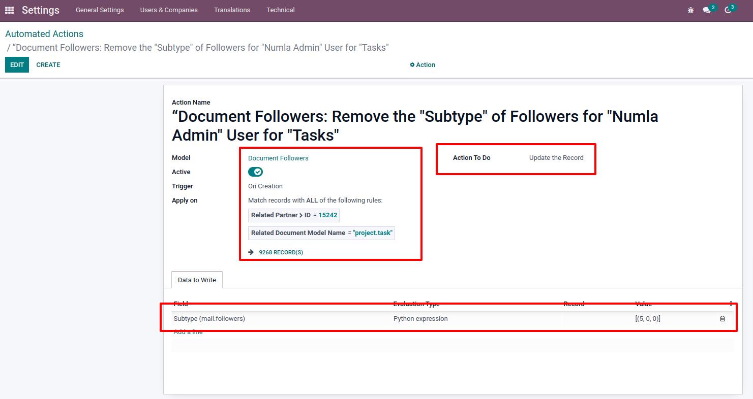 How to Stop Task Email Notifications for Specific Users or followers in Odoo