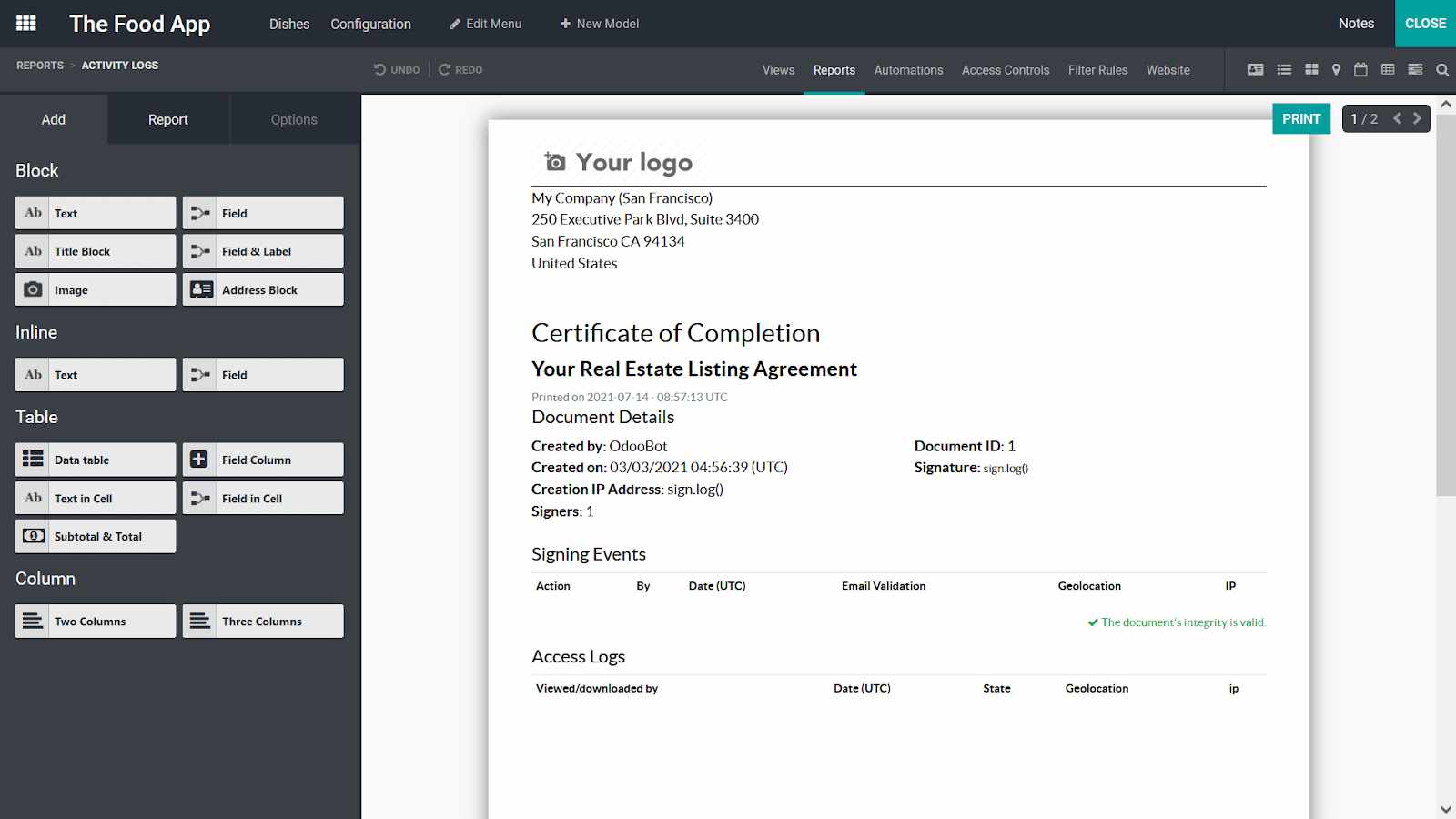 Customize Your Report Odoo Studio