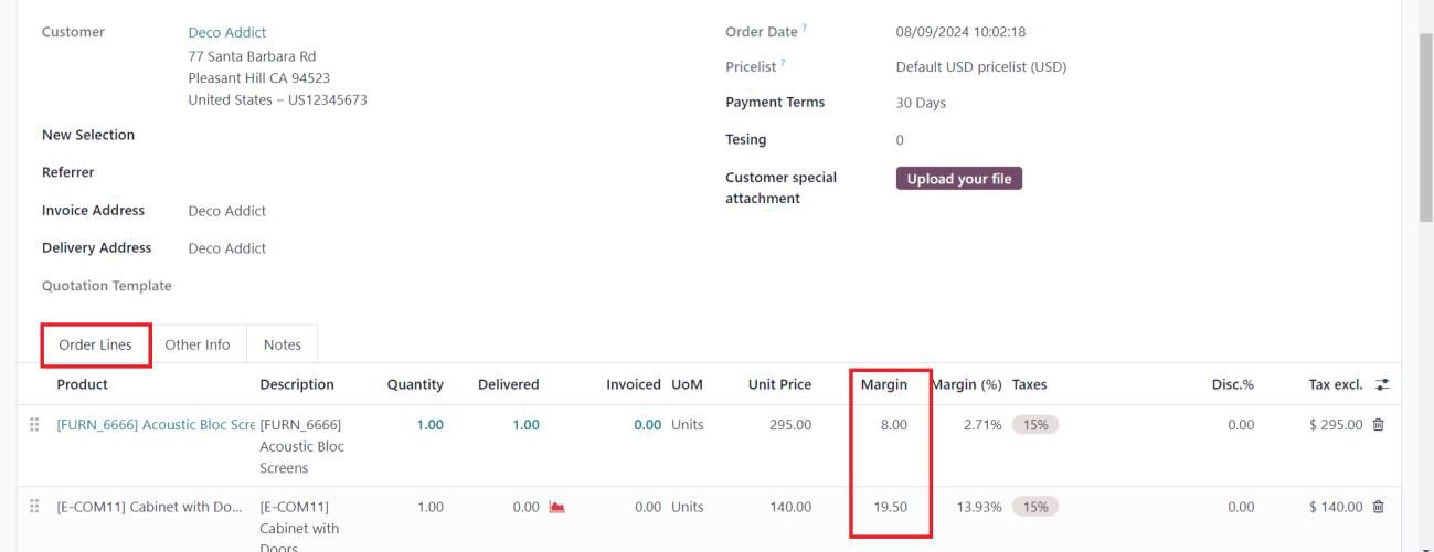 View Margins on Sales Orders in Odoo