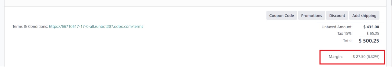 Total profit margin in Odoo