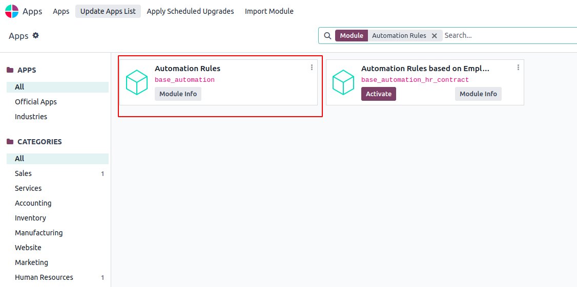 Install Automatic Action Rules module in Odoo