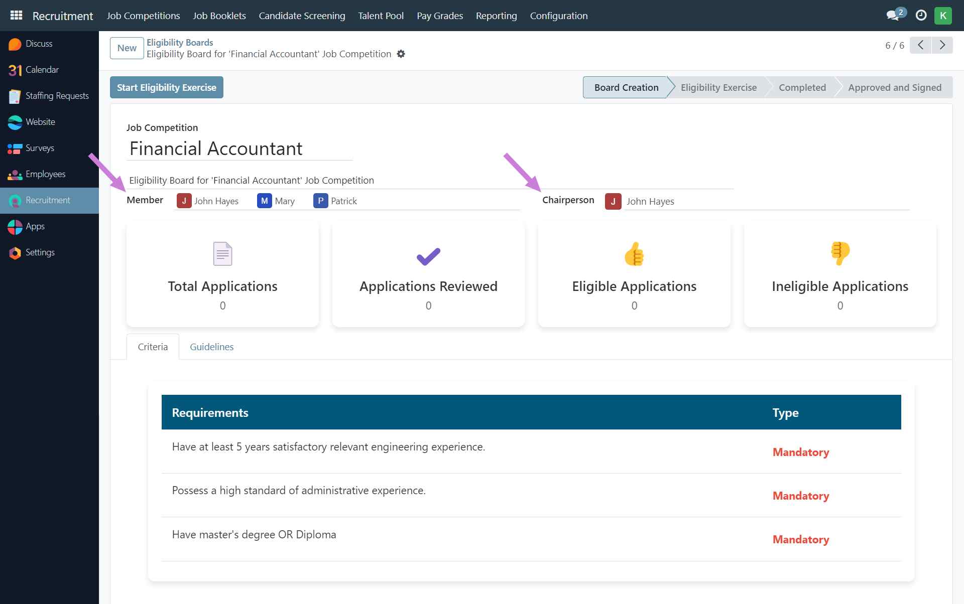 Create an Eligibility Board in Numla HR