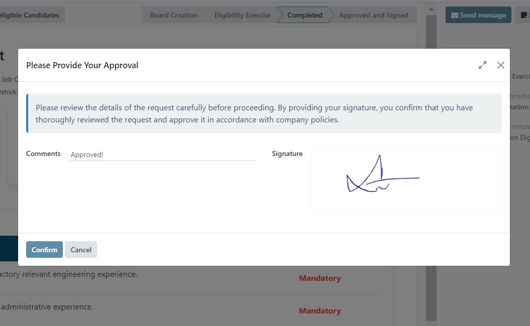 Esignature and comments