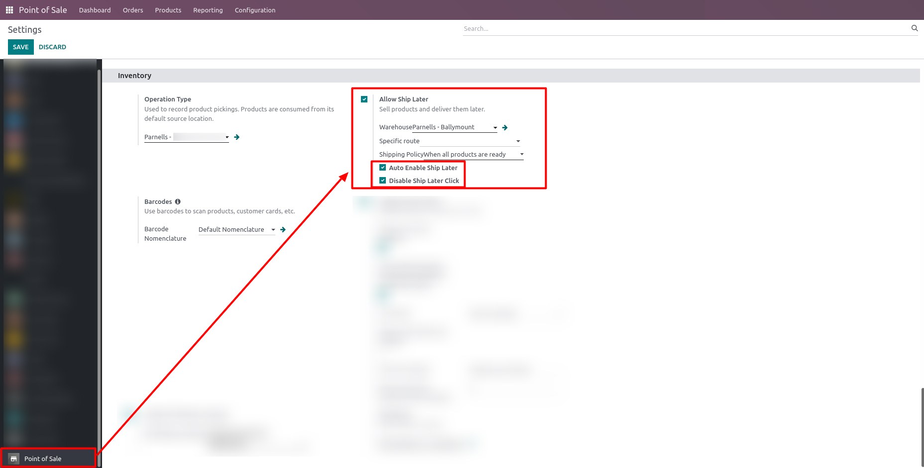 Customizing the Odoo POS "Ship Later" Option