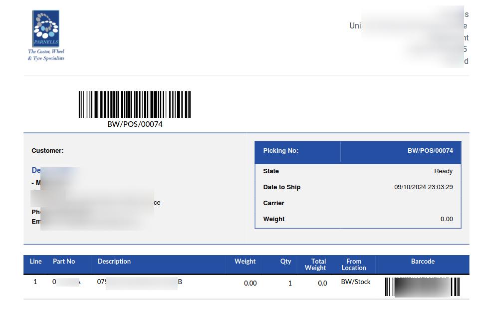 Print of picking operations slip Odoo POS