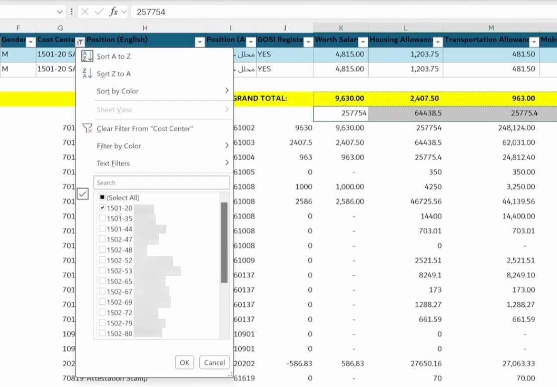 Filter Data by Project