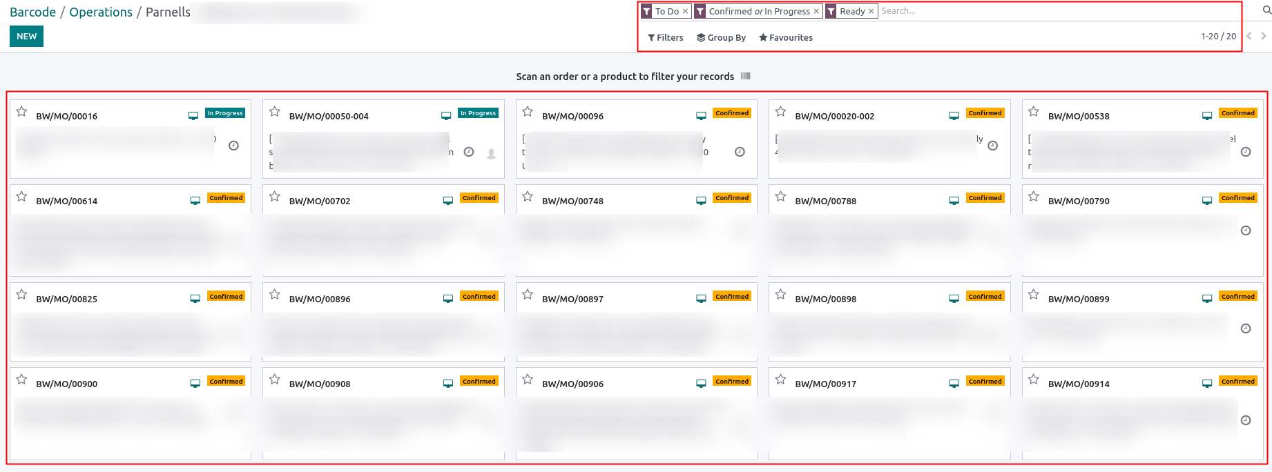 Barcode operations manufacturing orders Odoo