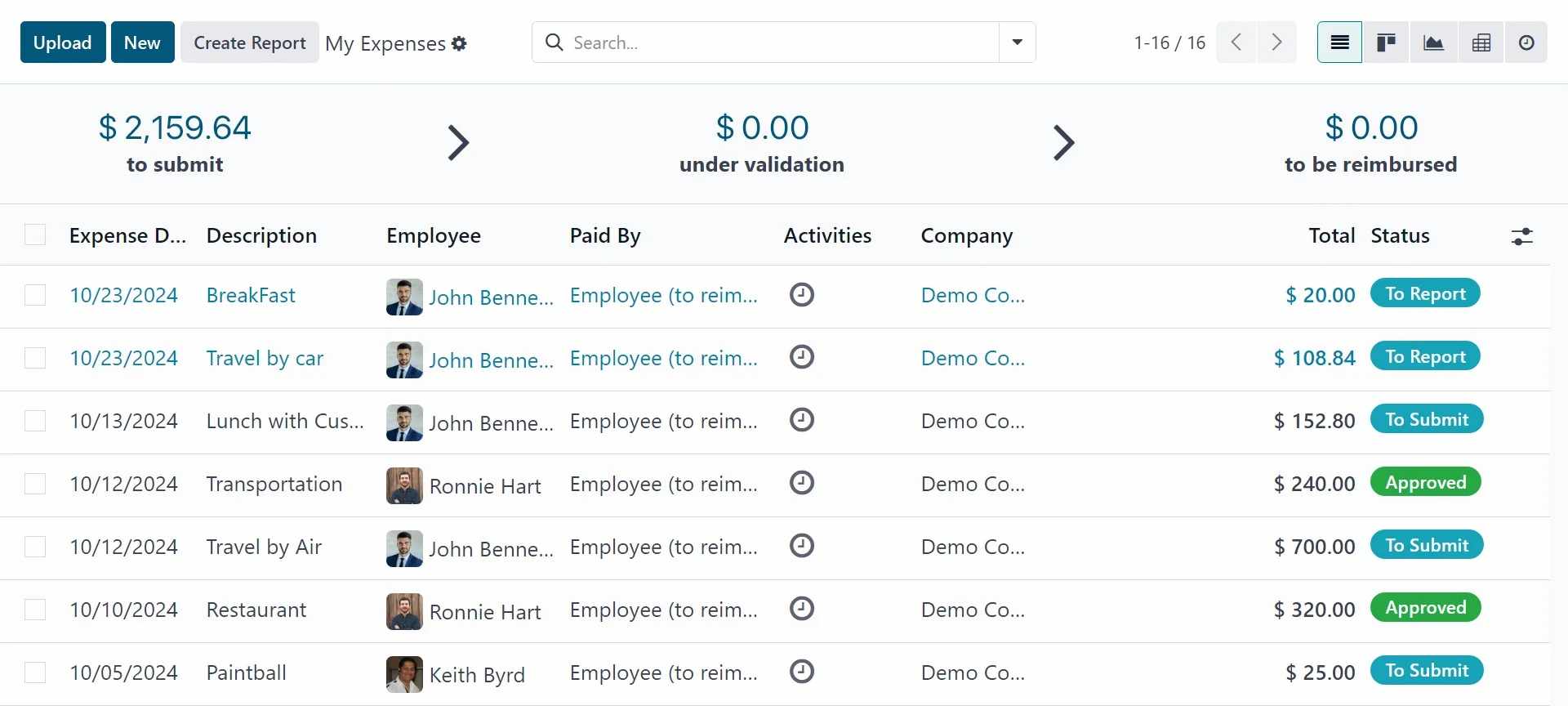 Employee Expense management app