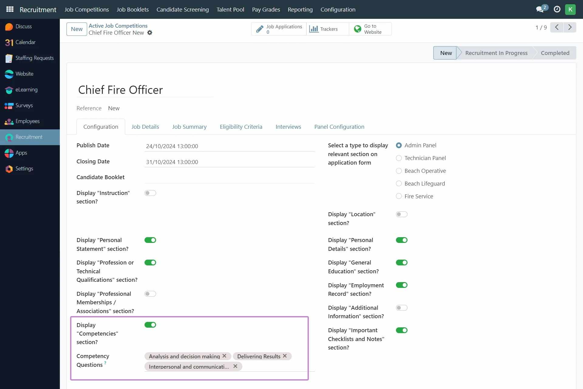 Role-Specific Questions for job application forms