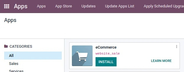 Install Odoo eCommerce module