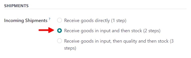 Warehouse Configuration Incoming Shipments Odoo Inventory