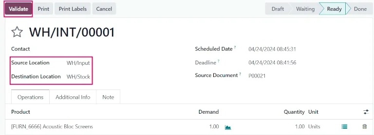 products internal transfer Odoo inventory