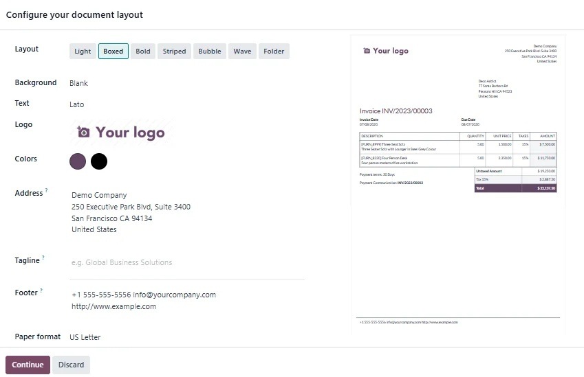 Boxed Layout for report in Odoo 18