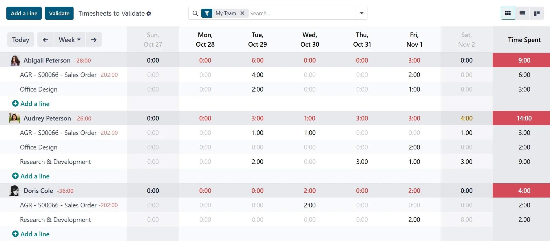 Validate employee timesheets HRMS