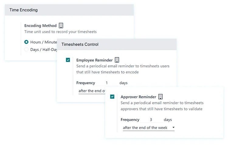 Timesheets settings HR software