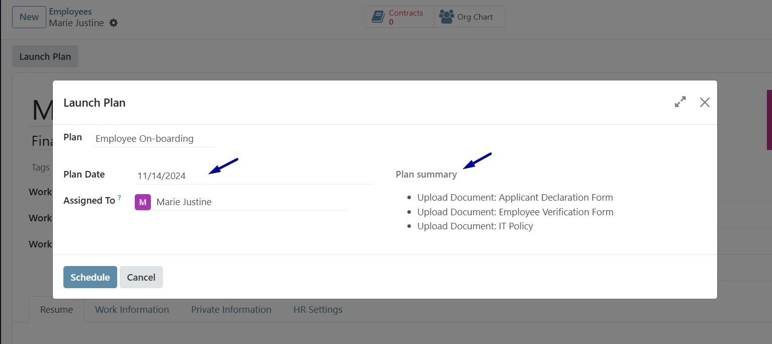 Launch new hire onboarding plan HRMS