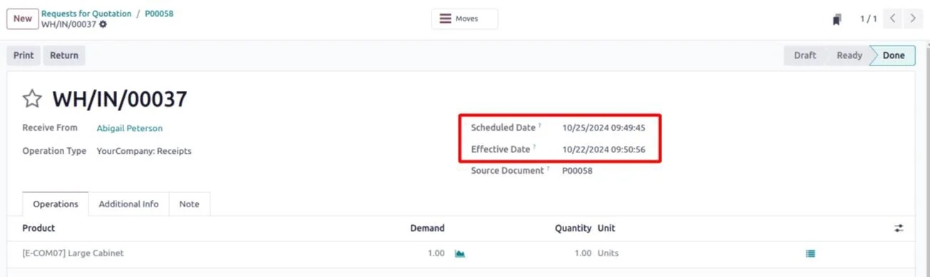 Receipt Odoo purchase module