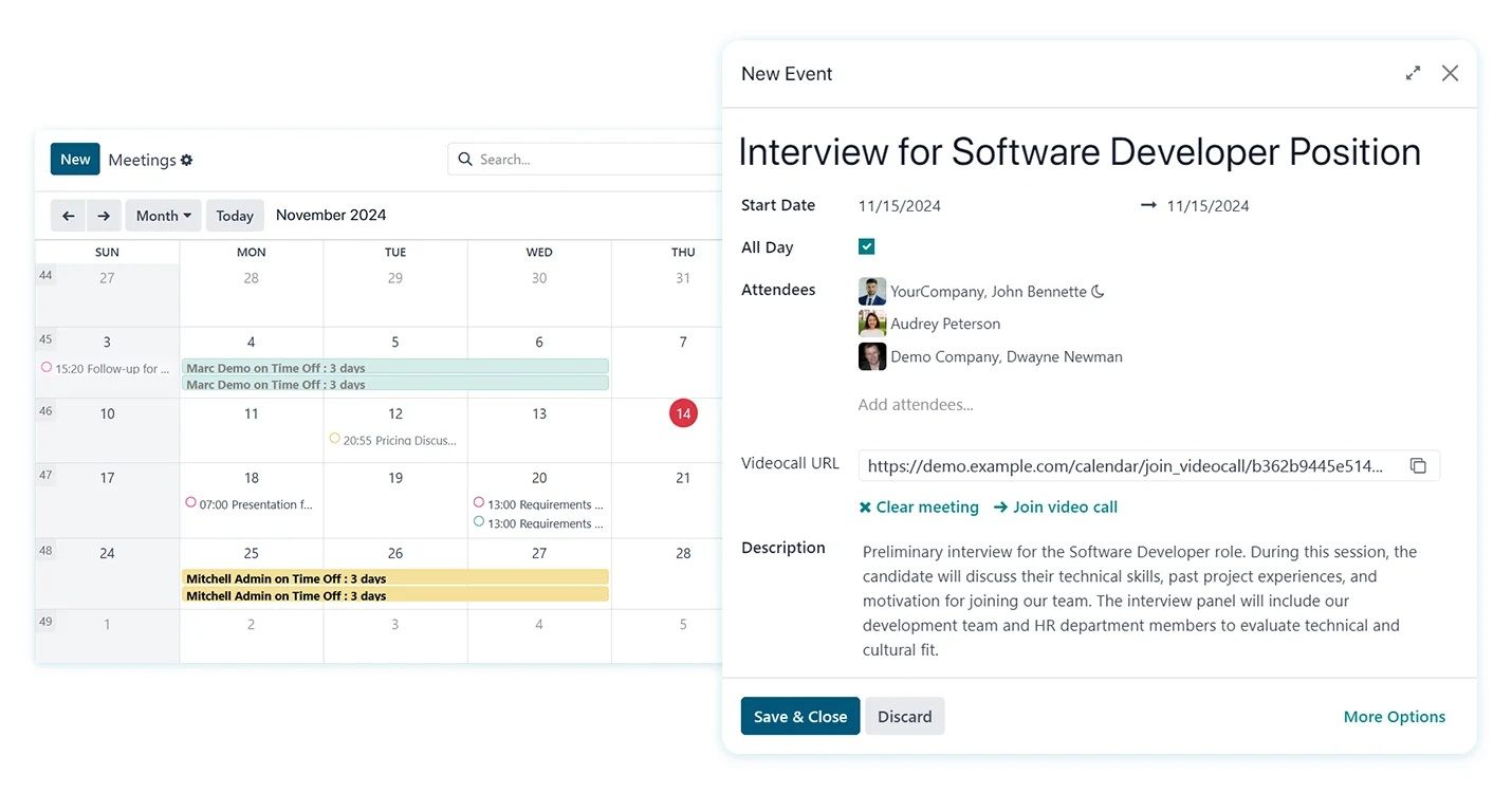 Schedule job interviews HR software