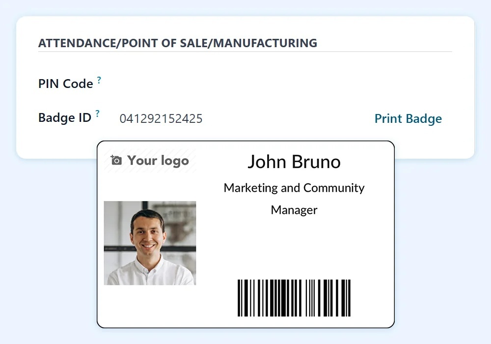 Generate employee badge ID HR software