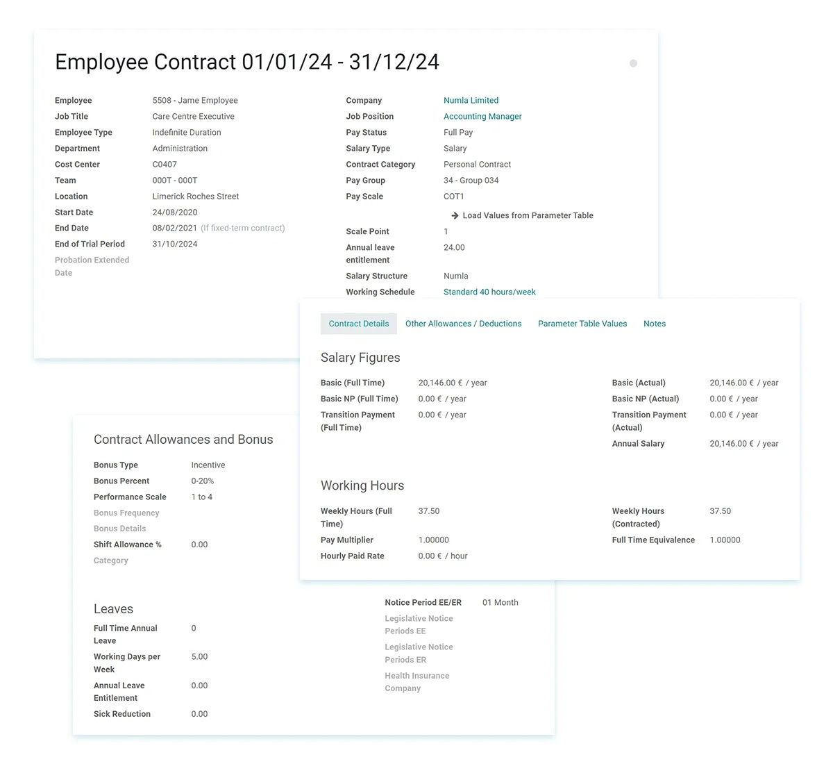 Employee contract generation HR software