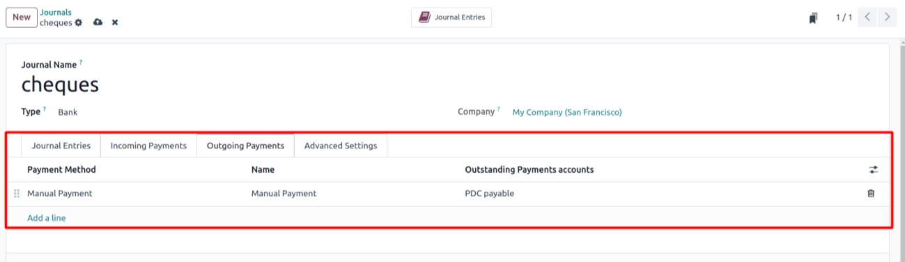 Outgoing Payments Odoo