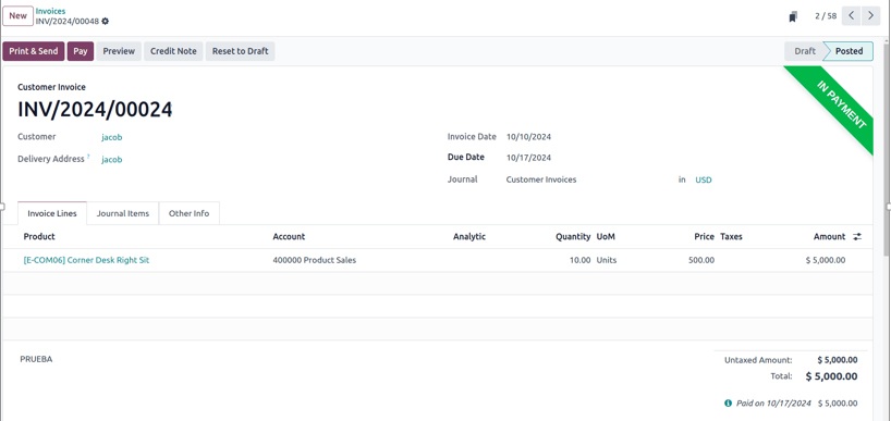 Invoice in-payment stage Odoo 18