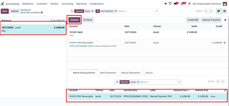 Reconcile the PDC with a Bank Statement