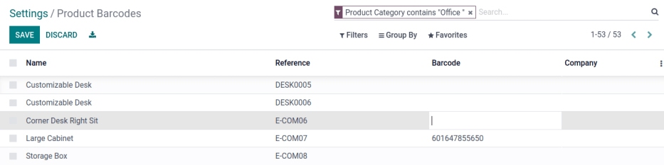 Product Barcodes in Odoo