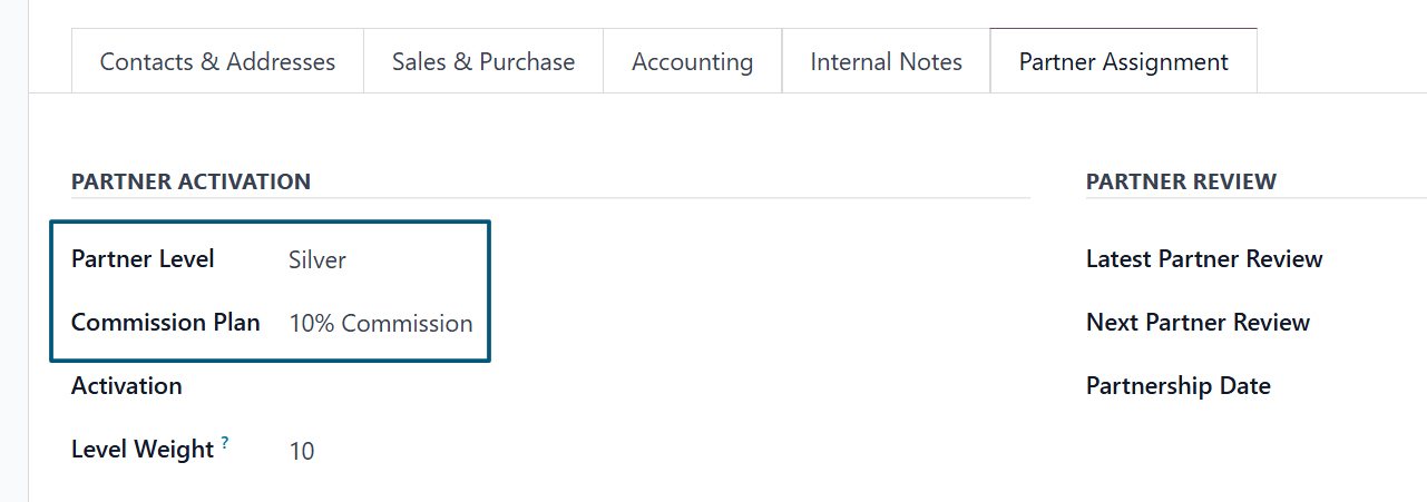 Assign Commission Structure to a Partner in Odoo