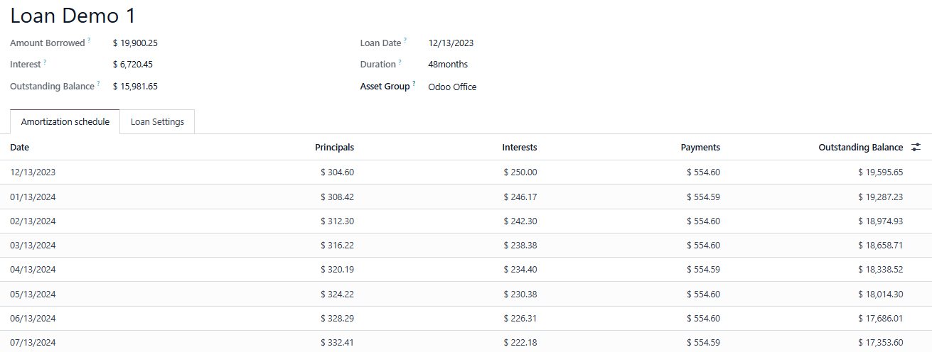 Loan computation Odoo 18