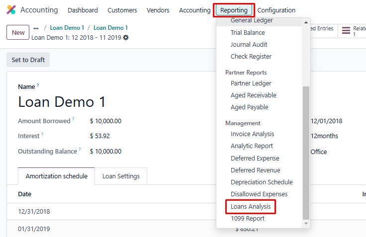 Loan Analysis Report Odoo 18