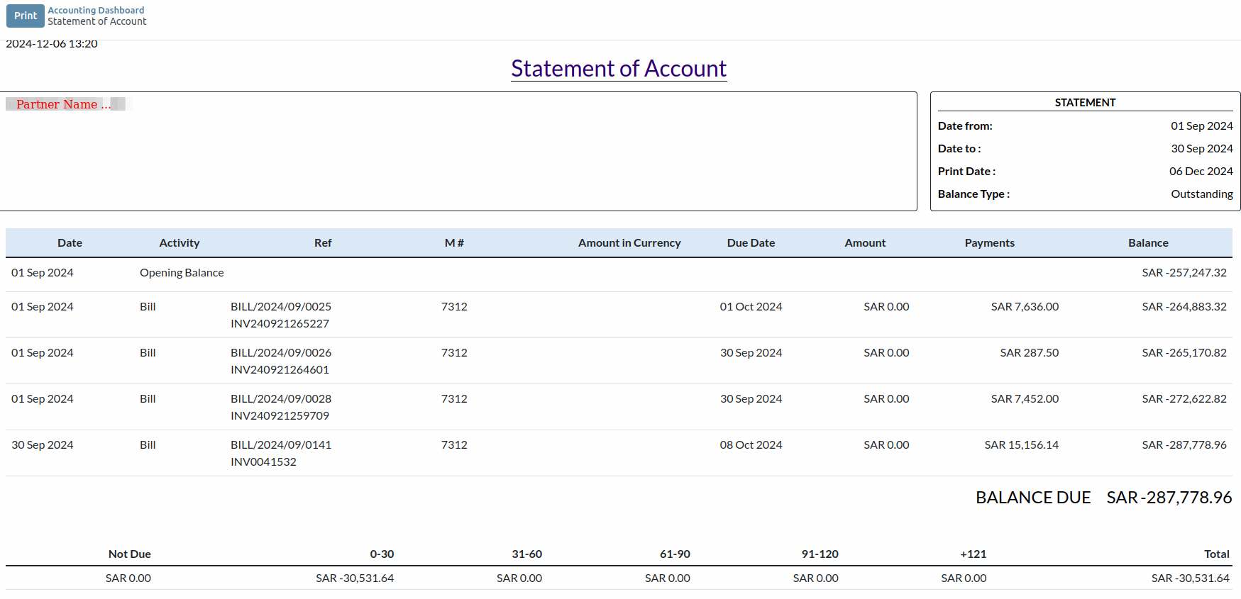 Accounting Statement of Accounts