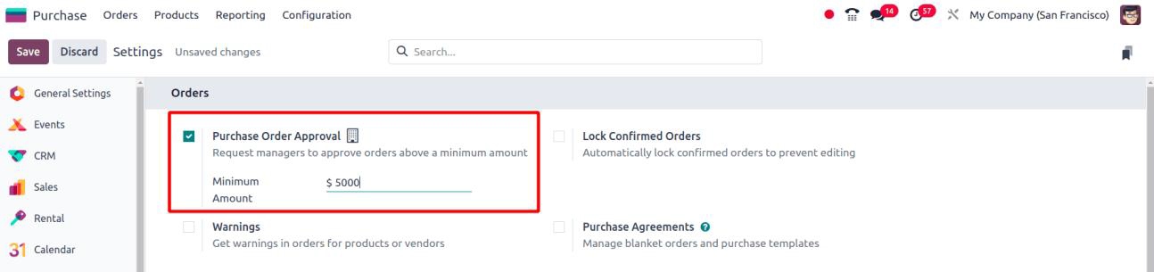 Enable Purchase Order Approval in Odoo