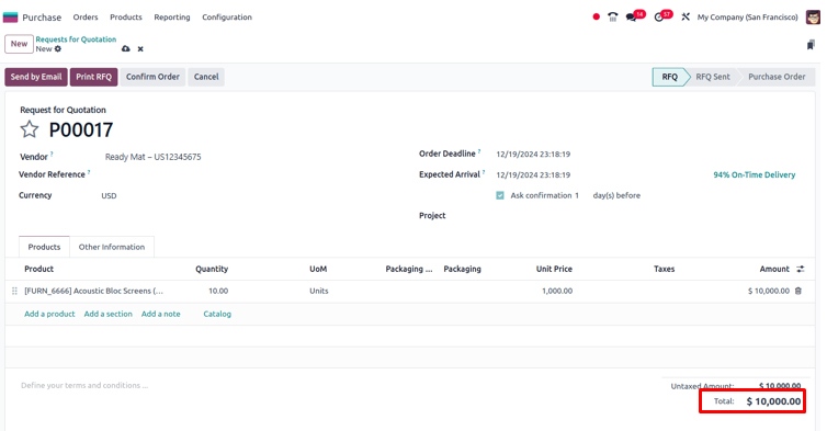 Purchase Order Odoo