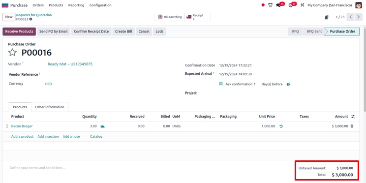 Purchase Order Odoo