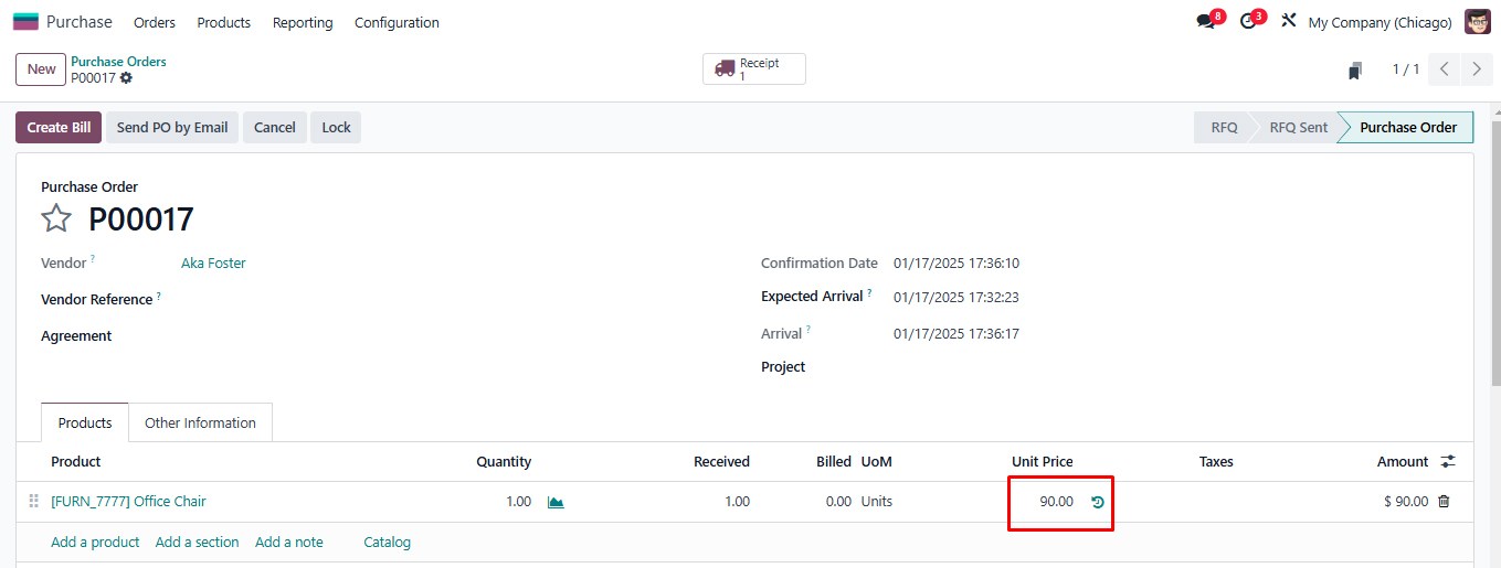 Purchase order Odoo