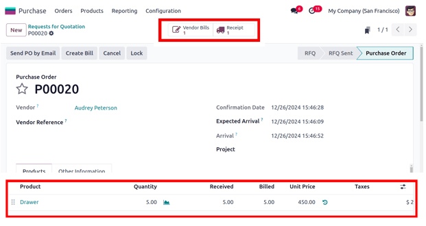 Odoo purchase order