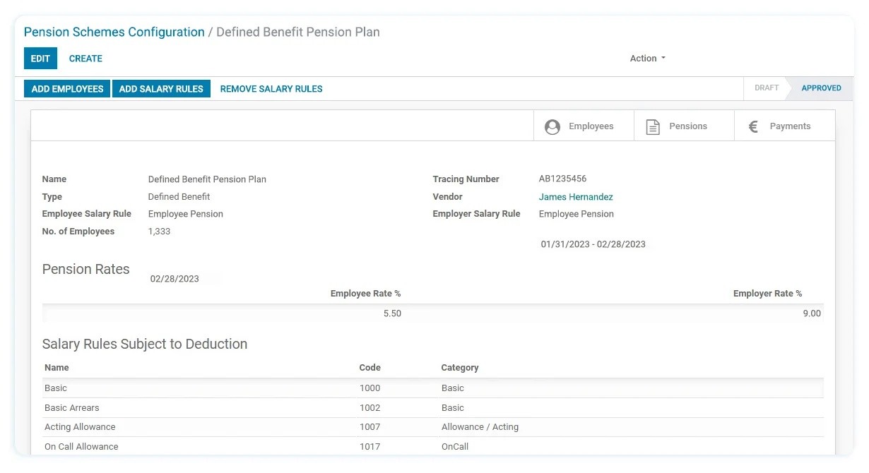 Pension configurator HRMS