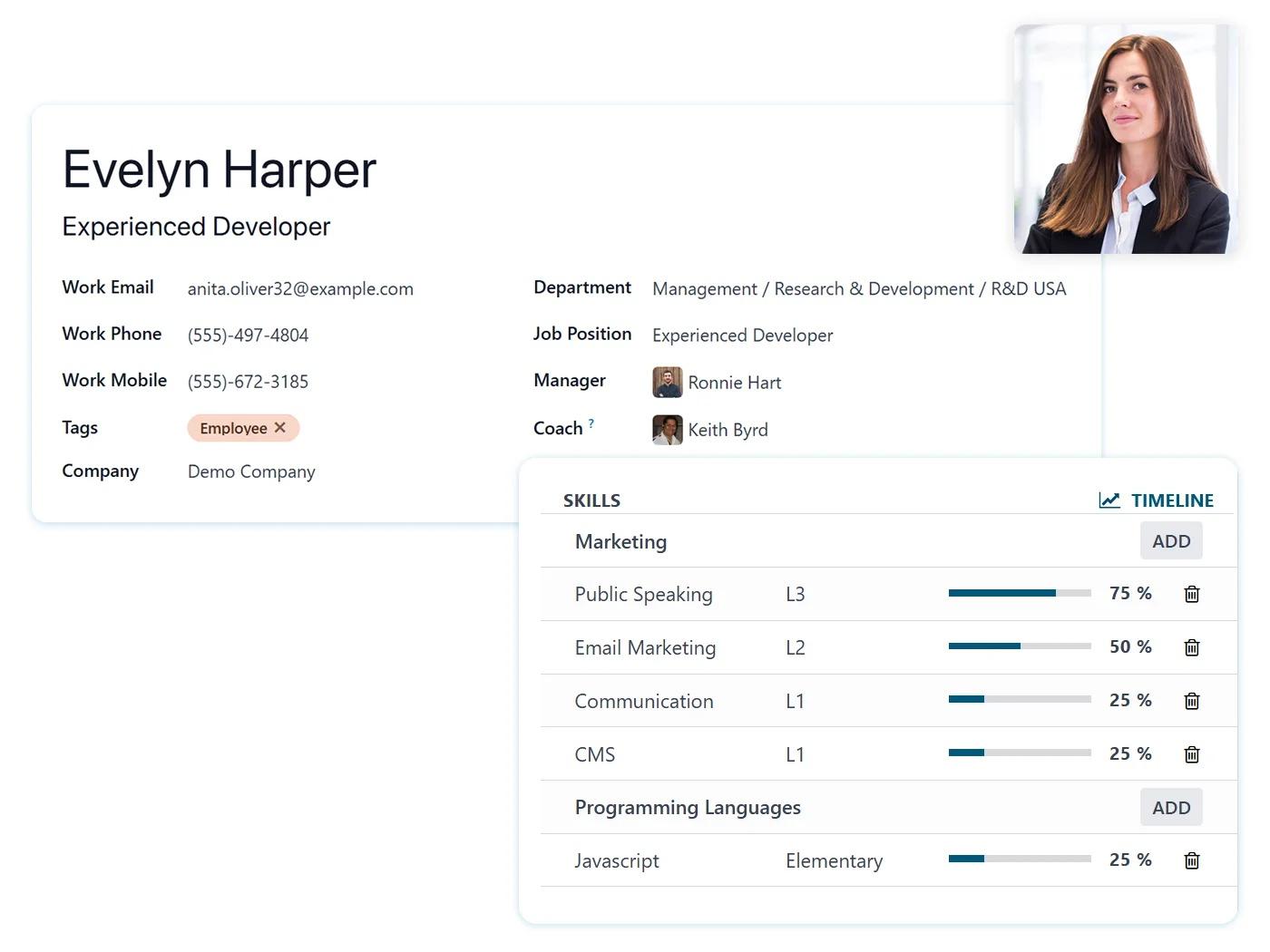 Employee profiles in HR software