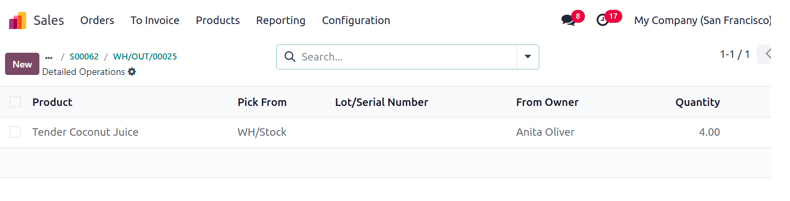 Consignment product movement Odoo 18