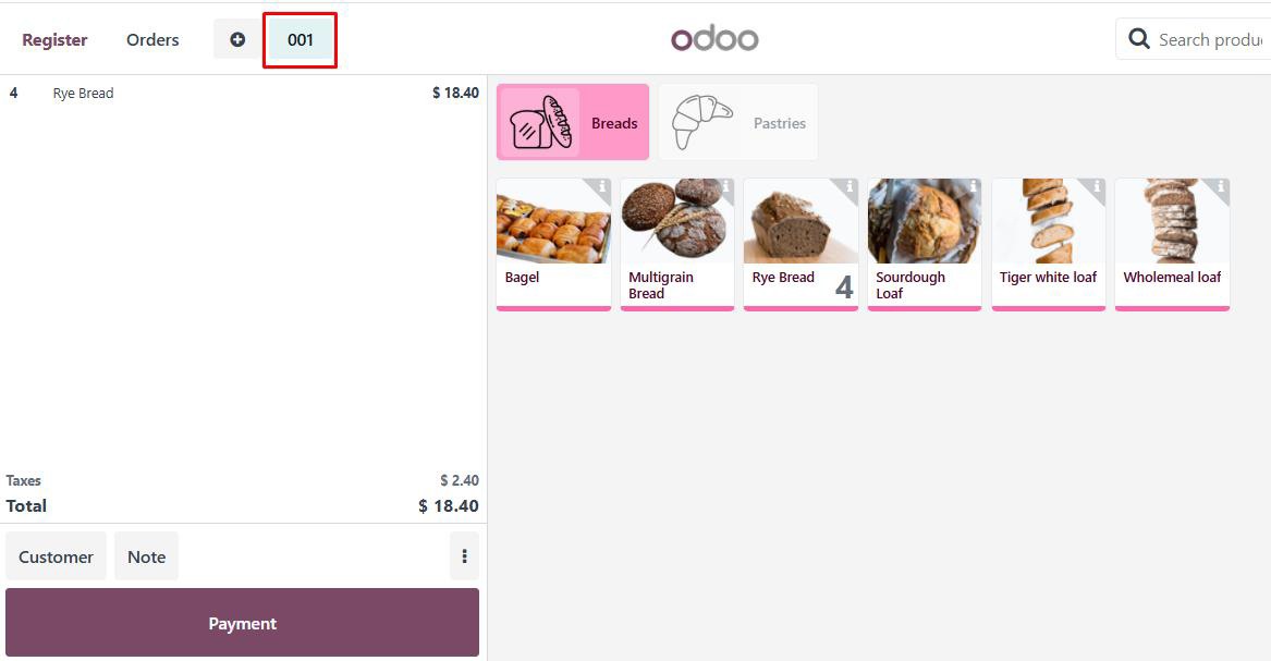 Processing a customer order in Odoo PoS