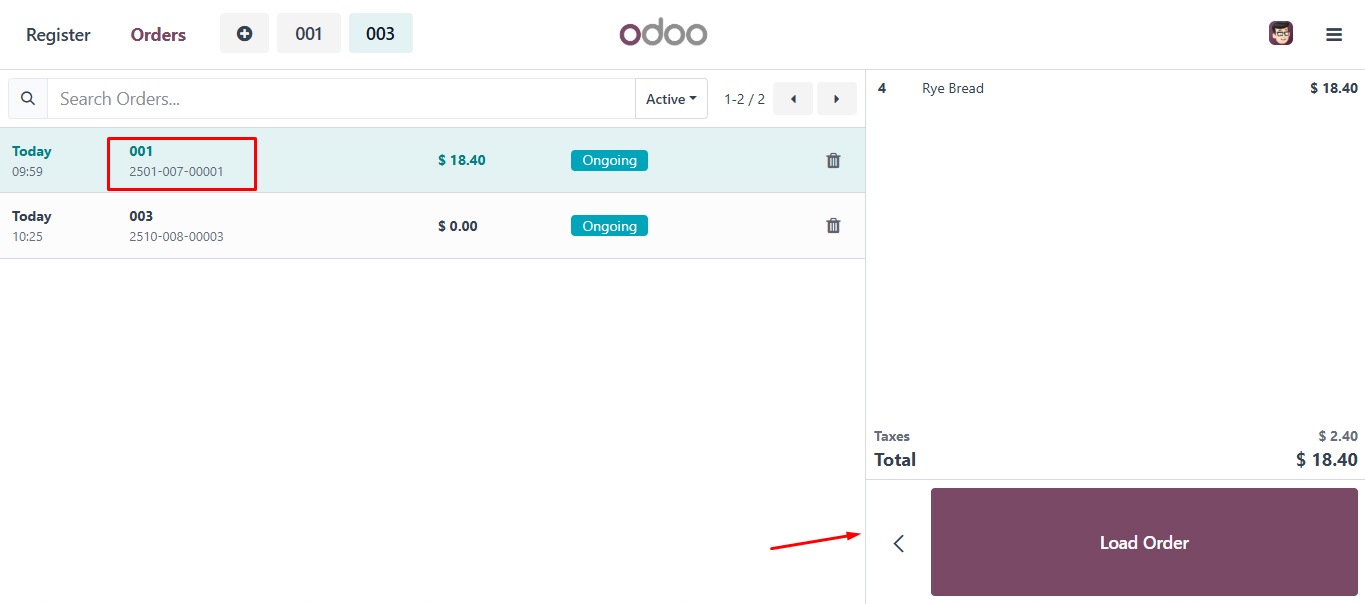 View order details Odoo PoS