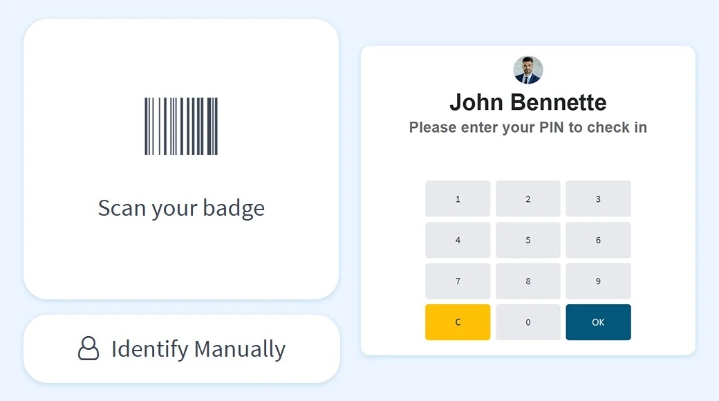 Employee attendance software kiosk mode