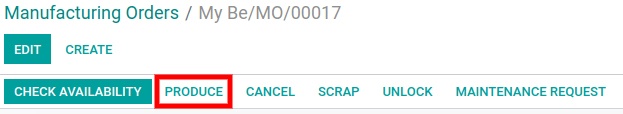 Perform scheduled work and record production in Odoo manufacturing